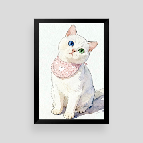 絵画 | イラストポスター 1029☆ 【マフラーをしているかわいい猫