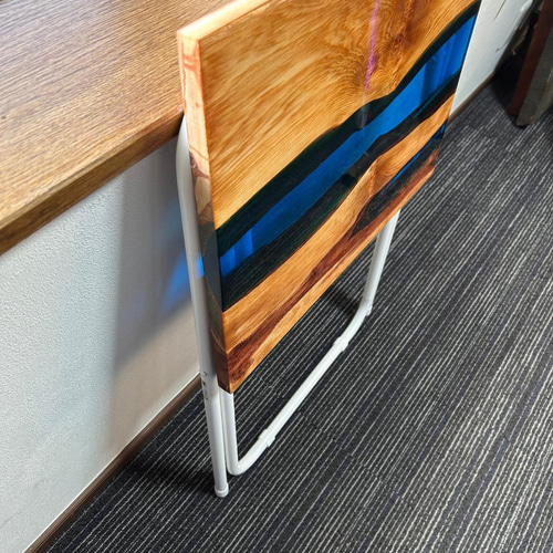 サイドテーブル アイアン 無垢 木製 おしゃれ リバーレジン 折り畳み