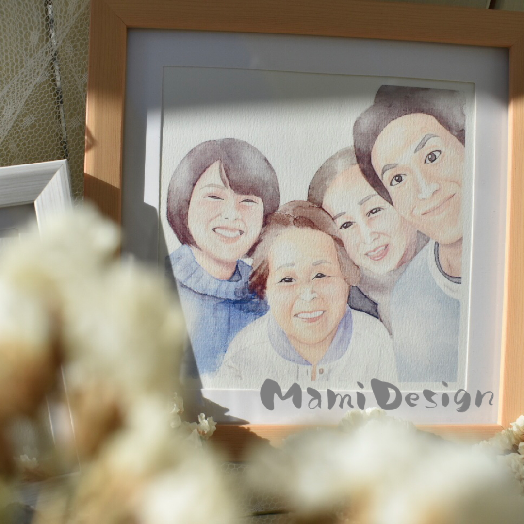 かぞくにがおえ 人物 水彩風似顔絵