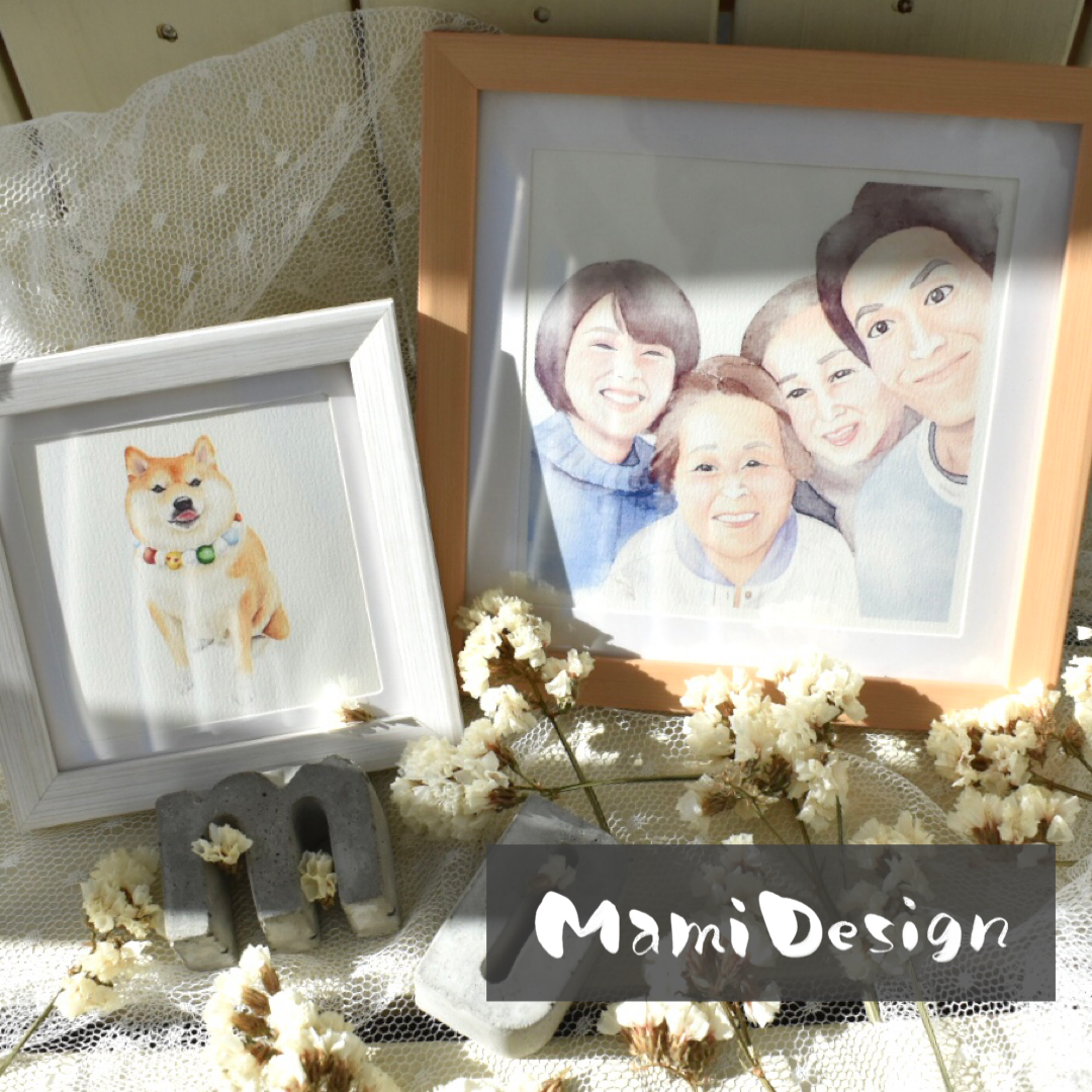 かぞくにがおえ 人物 水彩風似顔絵