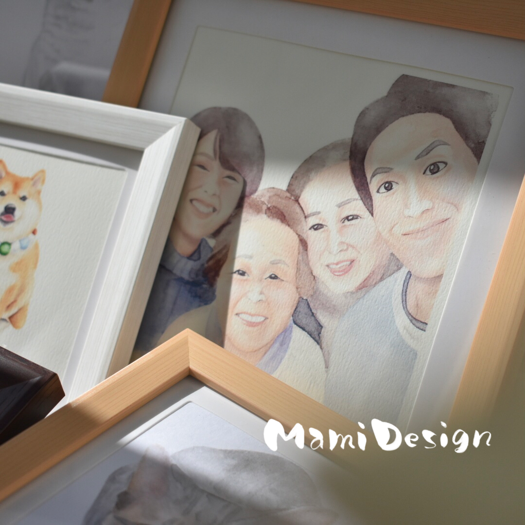 かぞくにがおえ 人物 水彩風似顔絵