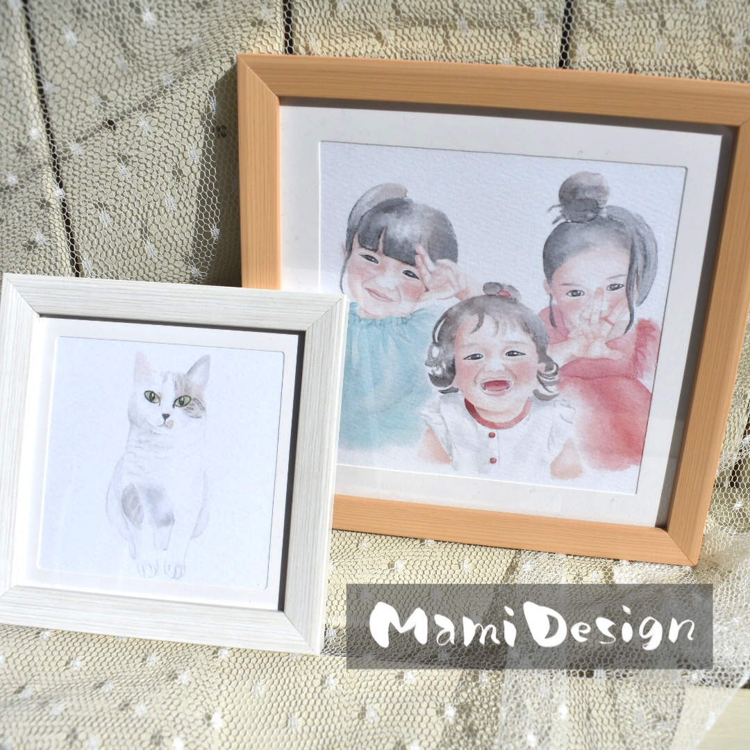 かぞくにがおえ 人物 水彩風似顔絵