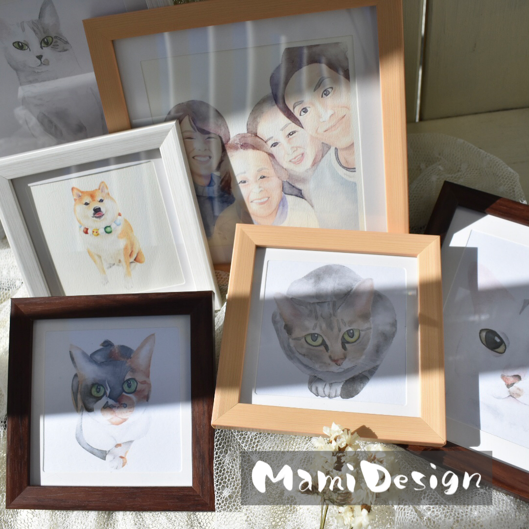 かぞくにがおえ 人物 水彩風似顔絵