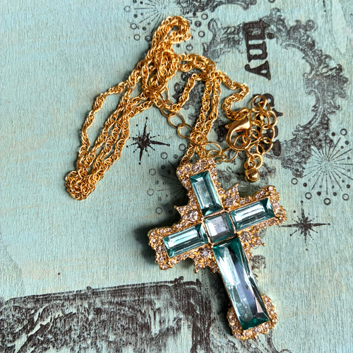 グリーンラメ十字架ペンダントトップオーダーメイド グリーンラメ十字架ペンダントトップオーダーメイド クロスネックレス