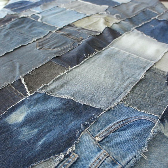 マルチカバー デニムパッチワーク / セミオーダー / サイズ相談可 / 裏地なし / 一点もの