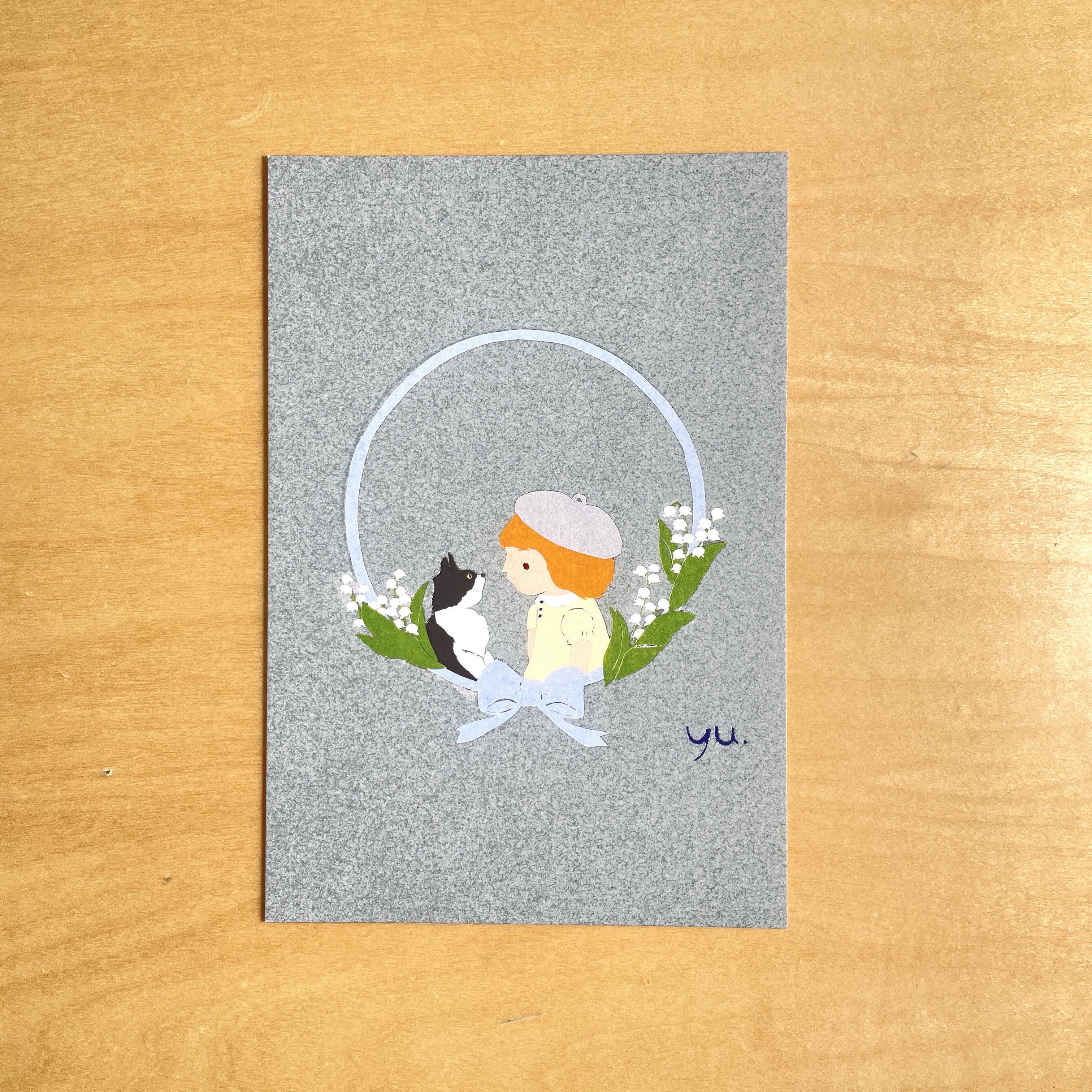 女の子と猫とすずらん」ポストカード2枚セット ポストカード ポチくま