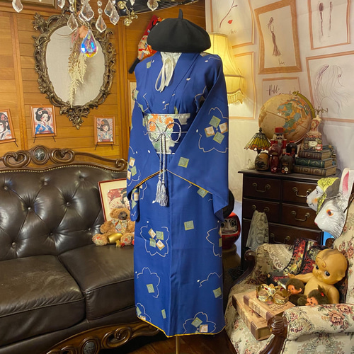 着物リメイク ワンピース ドレス セミロング 洗える 化繊 名古屋 和洋