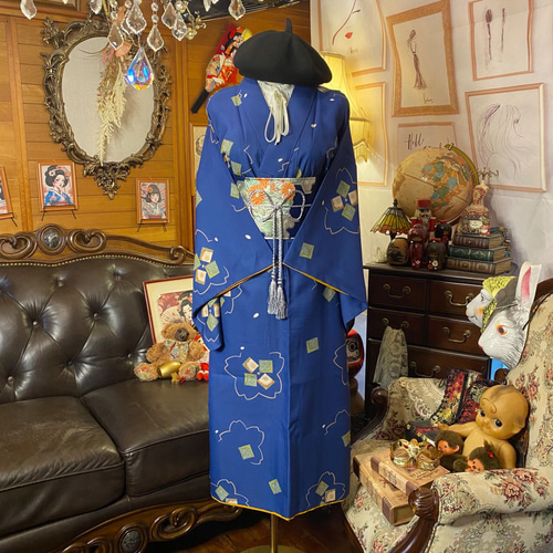 着物リメイク ワンピース ドレス セミロング 洗える 化繊 名古屋 和洋