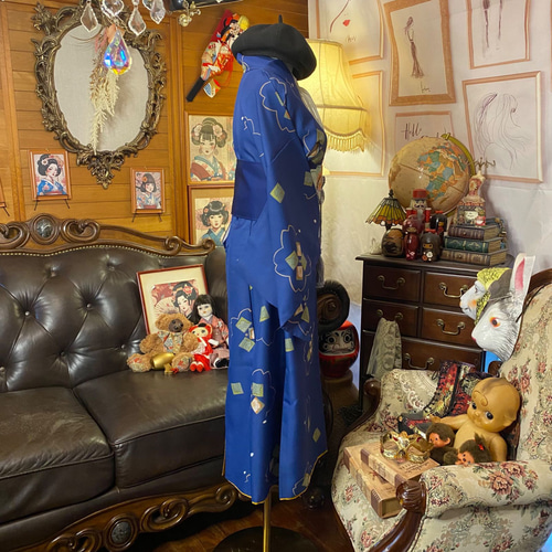 着物リメイク ワンピース ドレス セミロング 洗える 化繊 名古屋 和洋