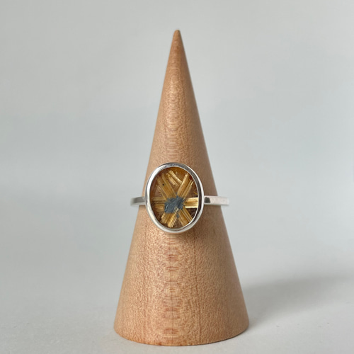 サイズ12号【太陽のような輝きの花 レア天然石】ルチルクォーツリング