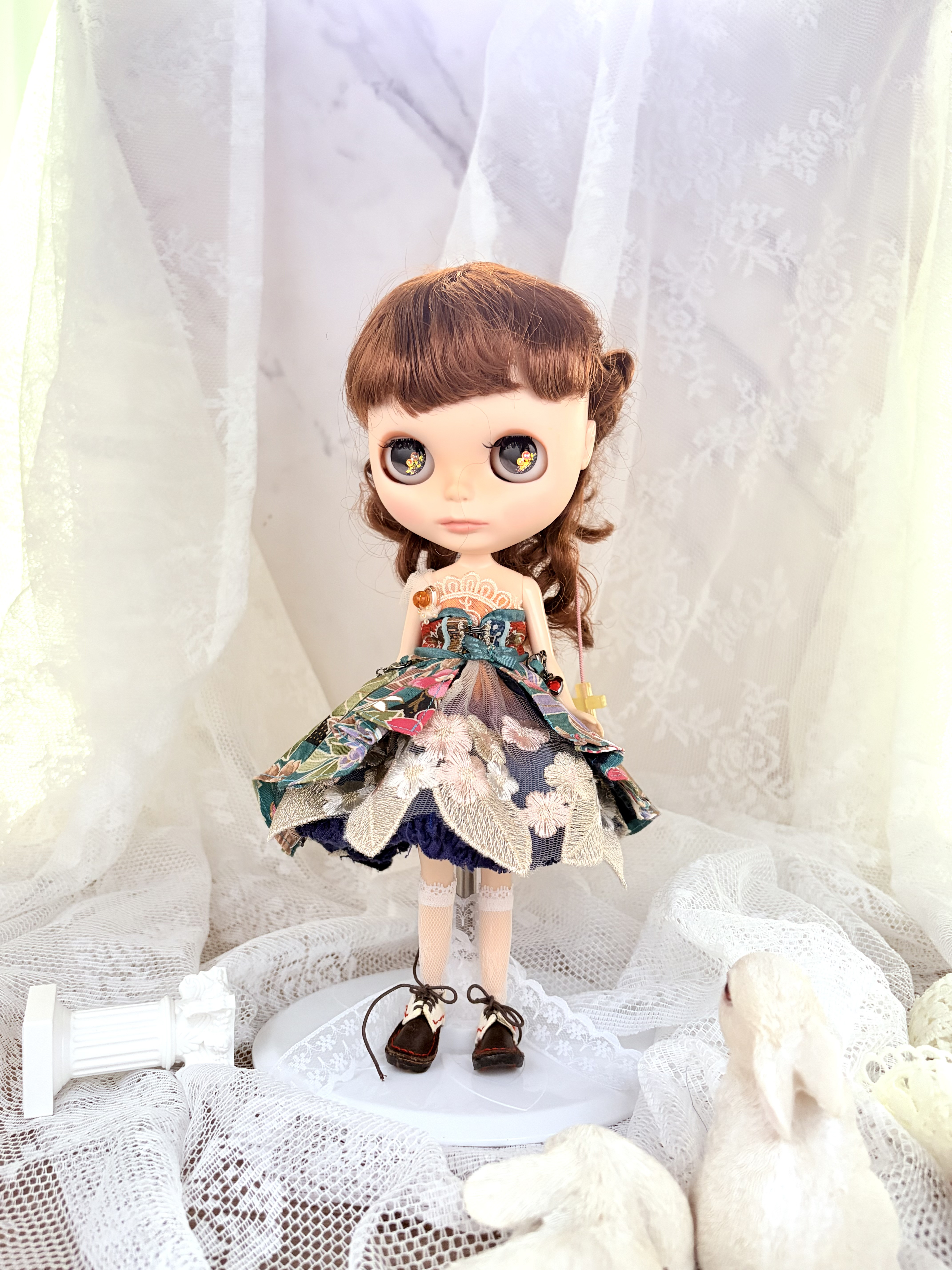 日の出をイメージした手染めドレス ＆ 和柄フィッシュテールセット