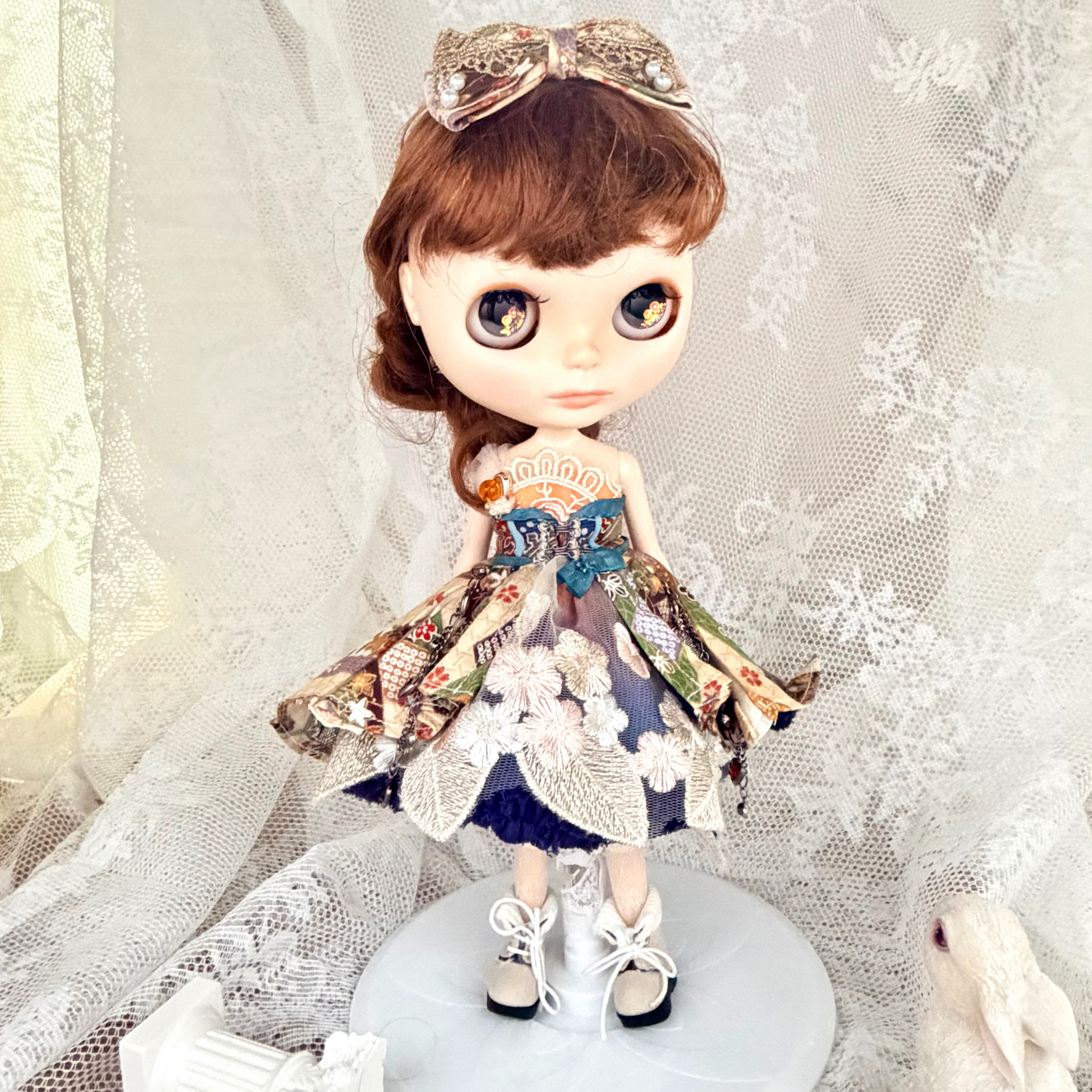 日の出をイメージした手染めドレス ＆ 和柄フィッシュテールセット