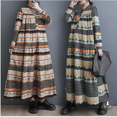 大きいサイズ レディース ロング　マキシ　ワンピース　春 秋冬 新品 長袖