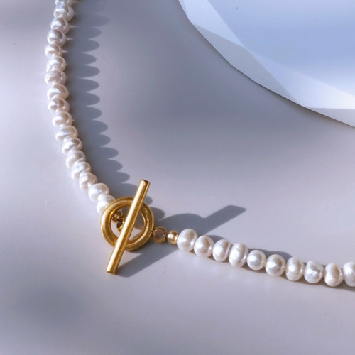 小粒の淡水パールネックレス バロック マンテル パールネックレス