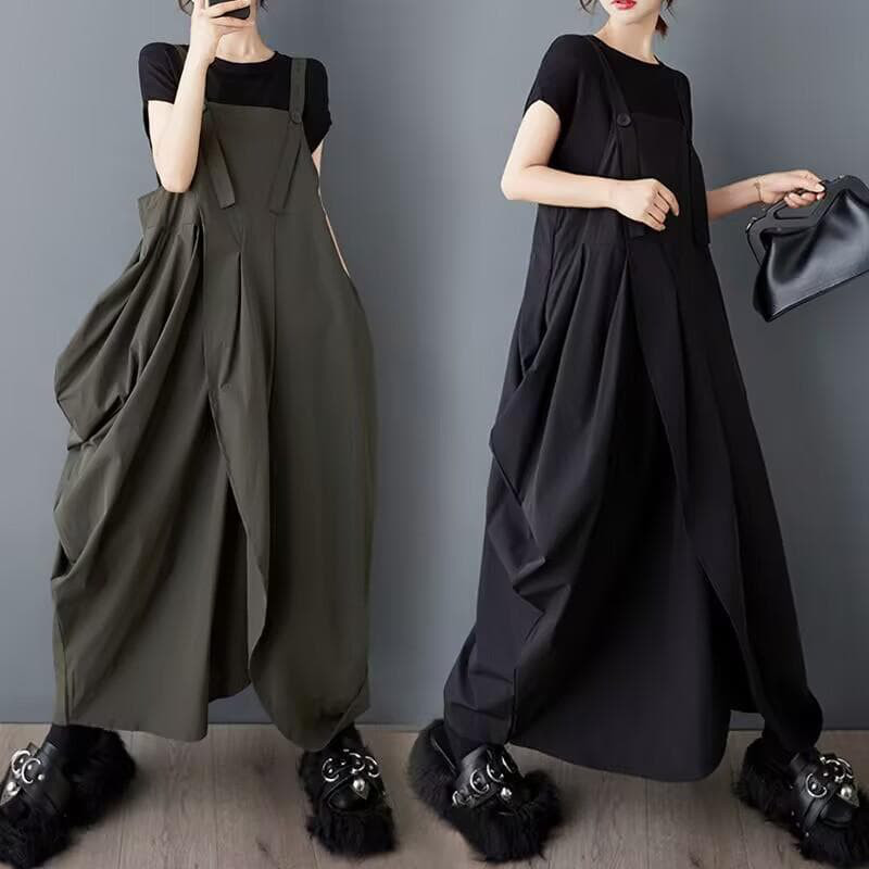 大きいサイズ カーキ　サロペット　レディース 春夏　 新品 　ポケットあり