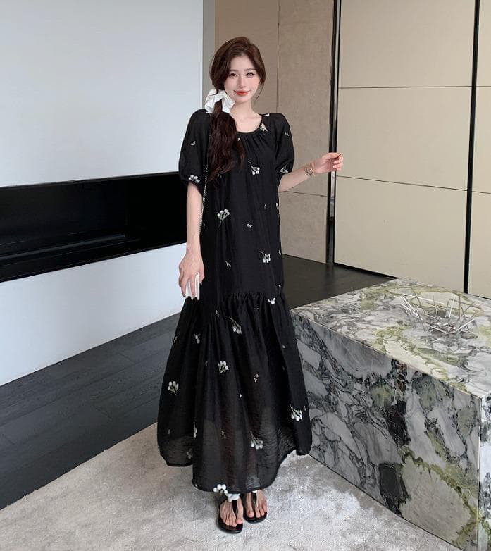 大きいサイズ レディース ワンピース　ロング　春夏 秋 新品 半袖