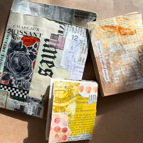 コラージュブック/ジャンクジャーナル/art アート⭐︎ジャンクジャーナルブック3冊&リメイクコラージュ封筒の