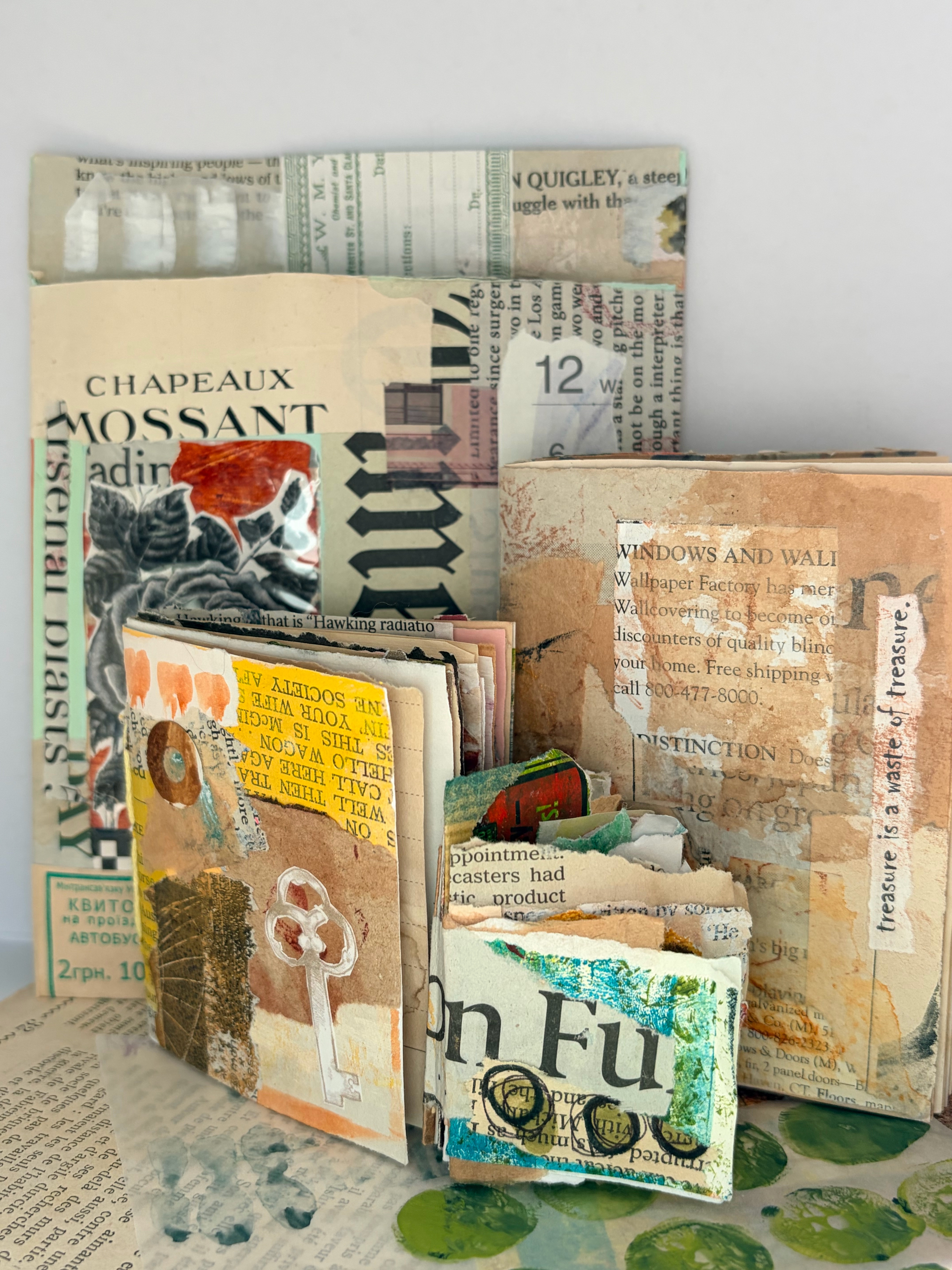 ヴィンテージ 洋書 9冊セット まとめ売り ジャンクジャーナル コラージュ アート⭐︎ジャンクジャーナルブック3冊&リメイクコラージュ封筒の