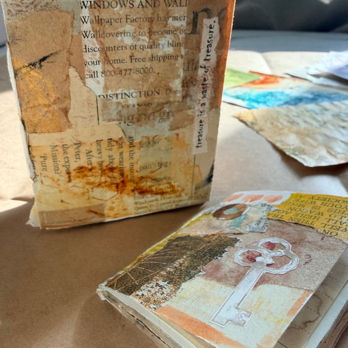アート⭐︎ジャンクジャーナルブック3冊&リメイクコラージュ封筒の