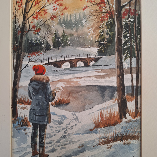 水彩画 一面雪景色 絵画 makochin 通販 20264295｜Creema(クリーマ)