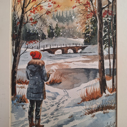 水彩画 冬景色 絵画 makochin 通販 13420699｜Creema(クリーマ)