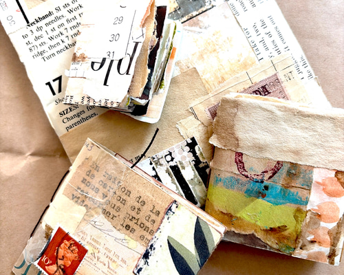 コラージュブック/ジャンクジャーナル/art アート⭐︎ジャンクジャーナルブック3冊&リメイクコラージュ封筒の