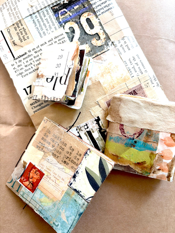 アート⭐︎ジャンクジャーナルブック3冊&リメイクコラージュ封筒の