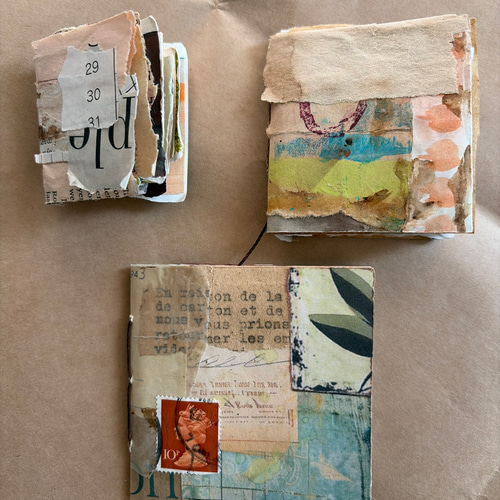 アート⭐︎ジャンクジャーナルブック3冊&リメイクコラージュ封筒の