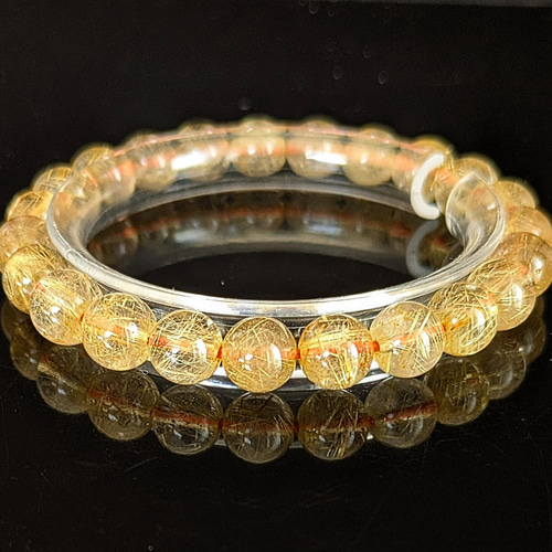 ✿ゴールドルチルクオーツ繊細針！ 黄金色ブレスレット。 ブレスレット