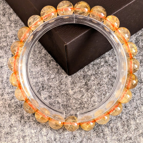 ✿ゴールドルチルクオーツ繊細針！ 黄金色ブレスレット。 ブレスレット