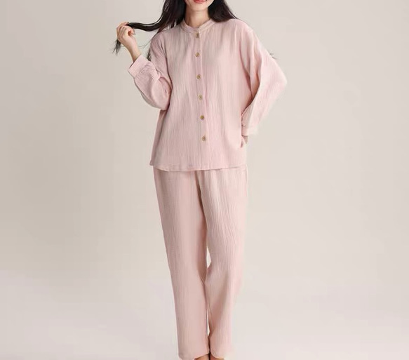 パジャマ 長袖 レディース上下セット夏春秋冬ダブルガーゼ寝巻き