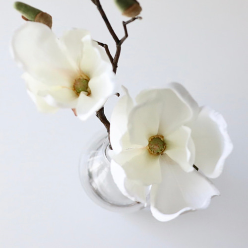 マグノリア 木蓮 造花 フェイクフラワー 一輪挿し 枝もの ガラス花瓶