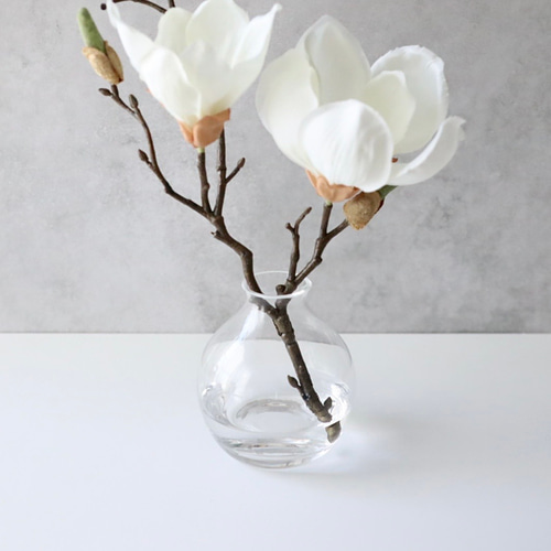 マグノリア 木蓮 造花 フェイクフラワー 一輪挿し 枝もの ガラス花瓶