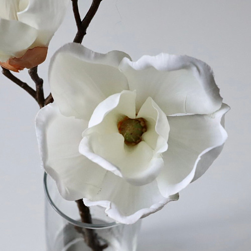 マグノリア 木蓮 造花 枝もの 花瓶付き ガラス花瓶 フェイクフラワー