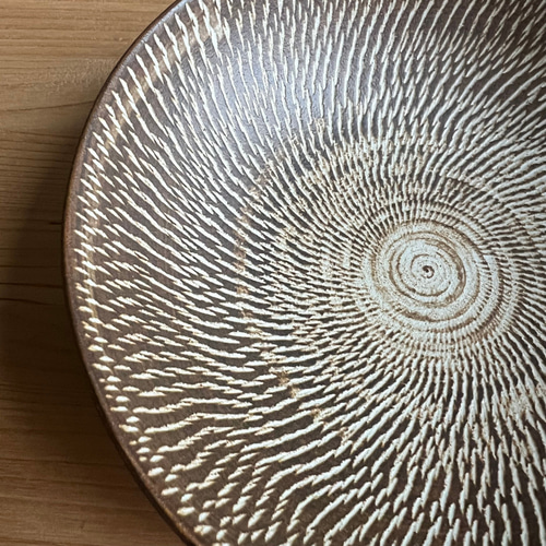 陶器つる岡 鶴岡誠 飛鉋（とびかんな）5寸浅鉢 15cm｜取り皿 中鉢