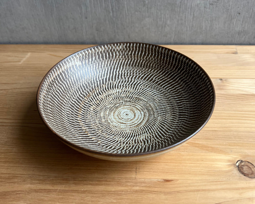 陶器つる岡 鶴岡誠 飛鉋（とびかんな）5寸浅鉢 15cm｜取り皿 中鉢