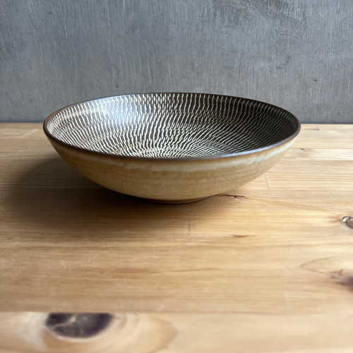 陶器つる岡 鶴岡誠 飛鉋（とびかんな）5寸浅鉢 15cm｜取り皿 中鉢