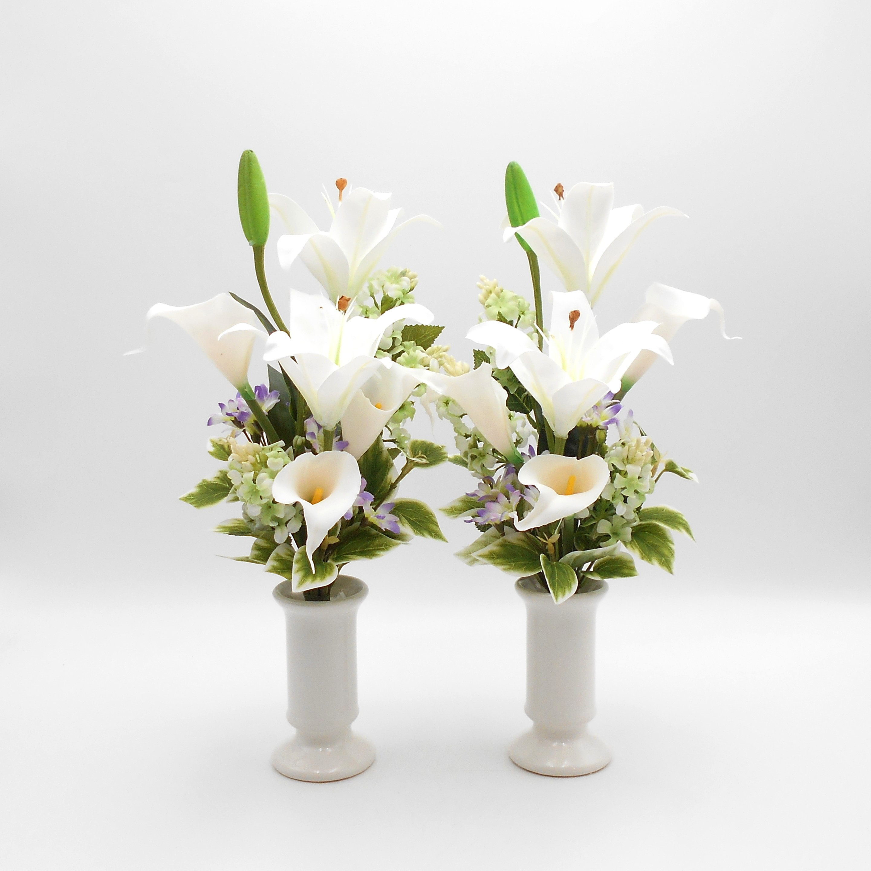 仏花　Ｓ　１対 (バラ売り可) 　百合・カラー　アーティシャルフラワー　仏壇　供花　お彼岸　お盆