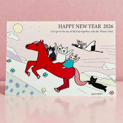 2026 年賀状 ポストカード 猫グッズbyHACHIBAKU 通販 20264757｜Creema