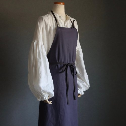 コットンリネンエプロン】しっかりハリのある綿麻キャンバスのシンプル