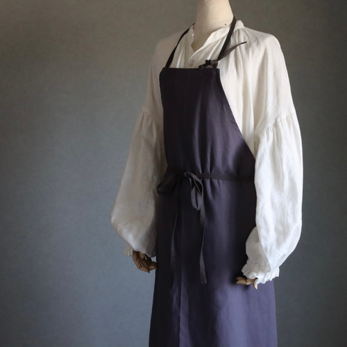 コットンリネンエプロン】しっかりハリのある綿麻キャンバスのシンプル