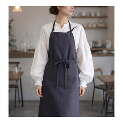 コットンリネンエプロン】しっかりハリのある綿麻キャンバスのシンプル