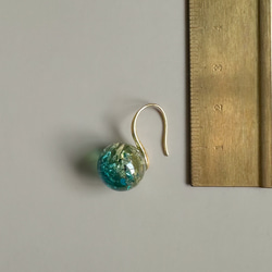 【2026新作】ブルーグリーン アンバードロップピアス/ 金具変更可（シルバー・イヤリング・ステンレス）天然琥珀 6枚目の画像