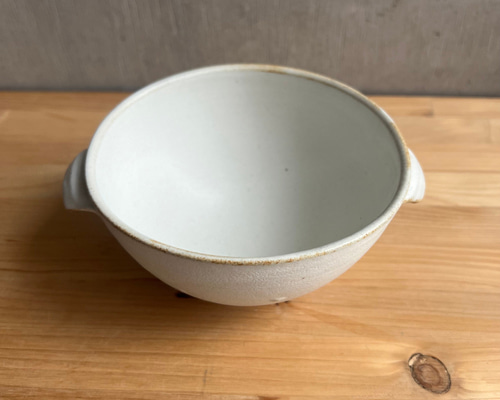 陶器つる岡 鶴岡誠 耳付きスープボウル 13cm 白｜スープカップ