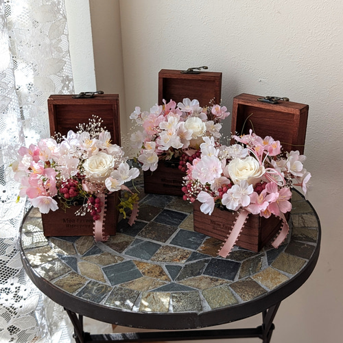 フラワーアレンジメントＢ フラワーギフト ボックスフラワーアレンジメント pink系 岐阜の花屋