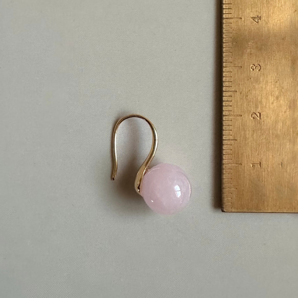 【2026新作】ローズクォーツ ドロップピアス/ 金具変更可（シルバー・イヤリング・ステンレス）天然琥珀 7枚目の画像