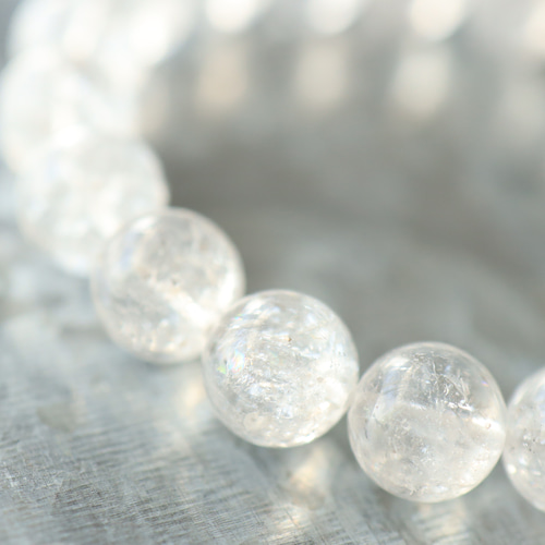 ＊みだきゆ様＊水入り　流砂入り　虹入り水晶　サンストーン　ブレスレット 水晶 ブレスレット アイリスクォーツ 天然 虹入り 8mm レインボー