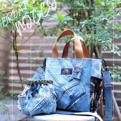 帆布とリバティプリントの巾着トートバッグ handmade-202106-031 巾着