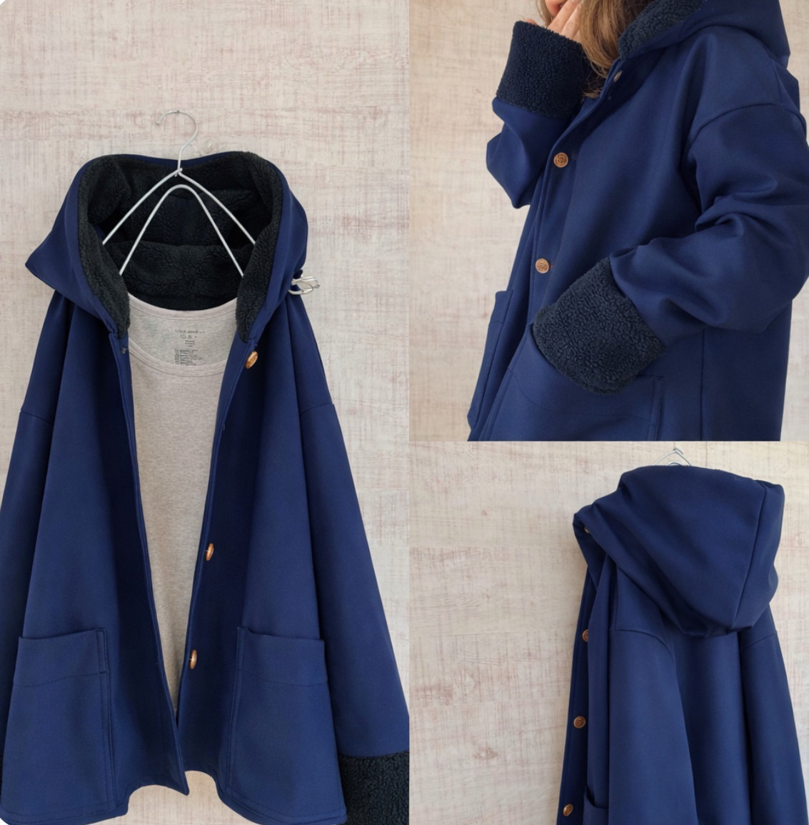 a.myu ♪ネイビー新作防寒ボア＋オーバーサイズコート　ソフトシェル使用