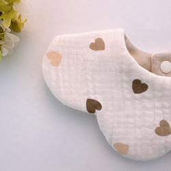 韓国生地 リボン&ハート刺繍 花びらスタイ もくもくスタイ 出産祝い